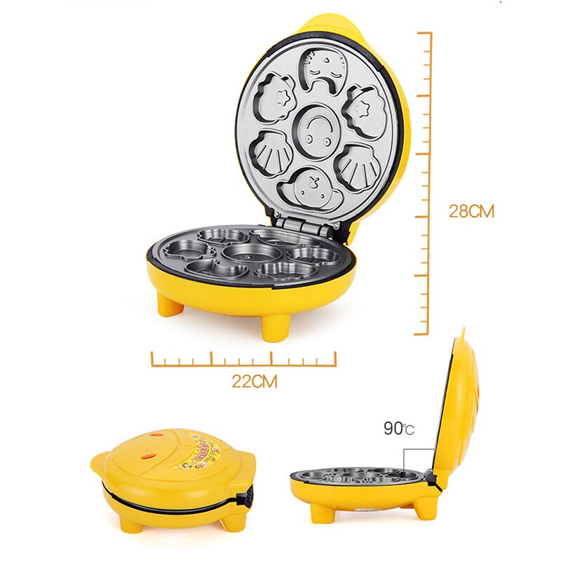 Household Cake Breakfast Baking Machine 7 Holes Cake Maker 1000W Waffle Maker Dual Non-stick Automatic Bread Maker Machine