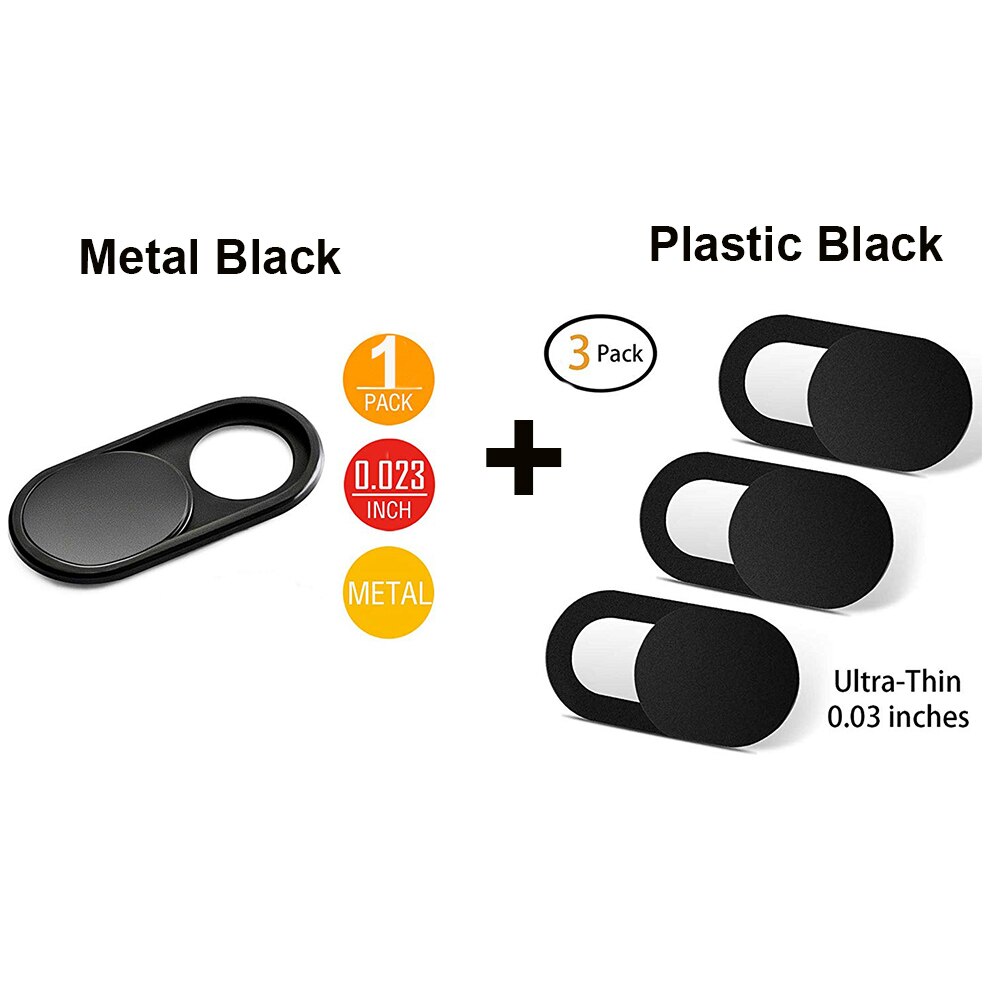 Computerkamera covermetal/plastic webcam cover slide til mac, macbook pro, imac, laptop, surfcase pro, echo show, telefon kamera blok: Sort sort
