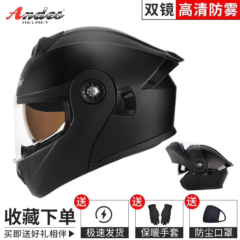 Motorcycle flip up Helmet Men Women Casco Moto Full Face Helmet Motorbike Motocross Moto Helmet Crash Casco Moto for kids: double lens-5