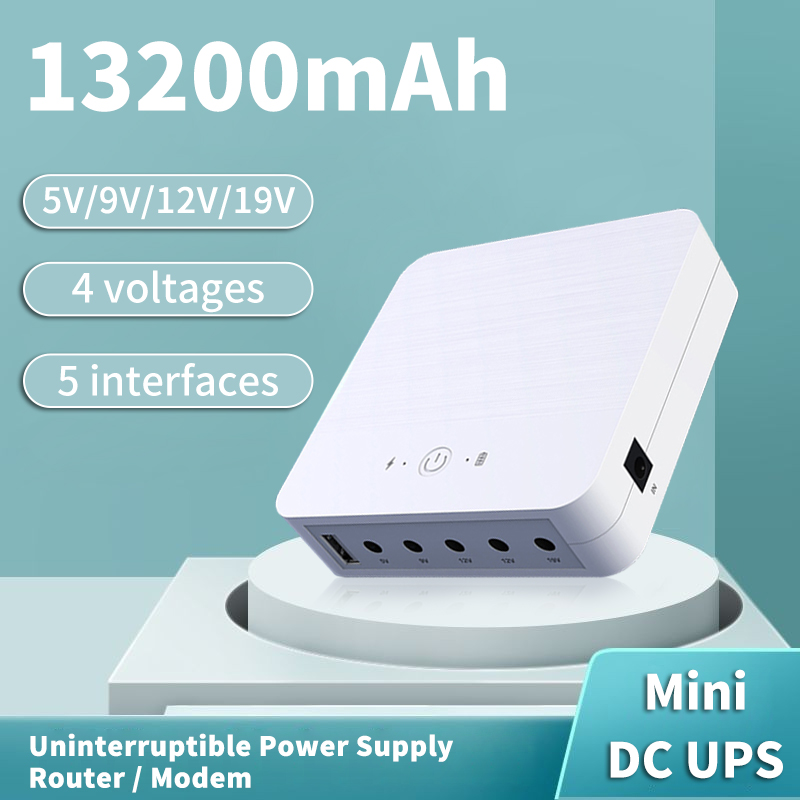 13200mAh UPS fuente de alimentación ininterrumpida 5V9V12V19V enrutador modem óptico batería de respaldo 18W Mini DC USB fuente de alimentación incorporada