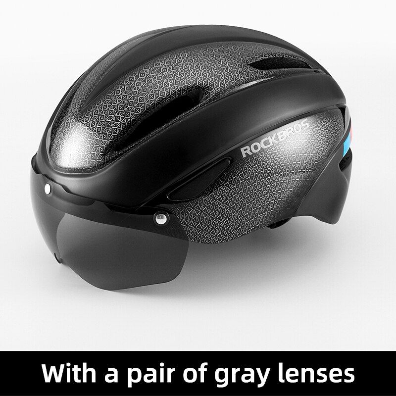 Rockbros Fiets Helm Eps Integraal Gegoten Ademend Fietshelm Mannen Vrouwen Goggles Lens Mtb Racefiets Helm Accessoires: WT-018S-BK