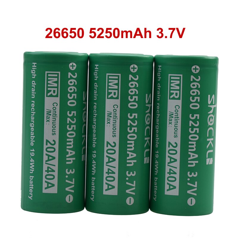 26650 Batterij Shockli 26650 5250 Mah 5000 Mah 20A 3.7V Li-Ion Oplaadbare Batterij Voor Zaklamp Fakkel Hq Tiny ODF30