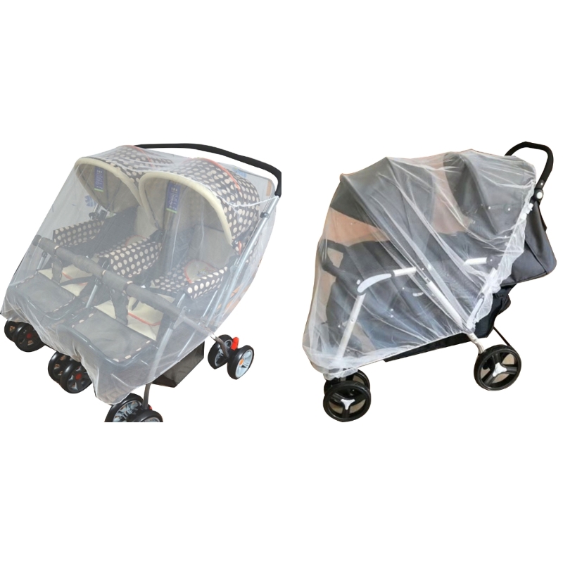 Dubbele Kinderwagen Klamboe Anti-Bug Mesh Hoes Voor Kinderwagen Baby Reisuitrusting