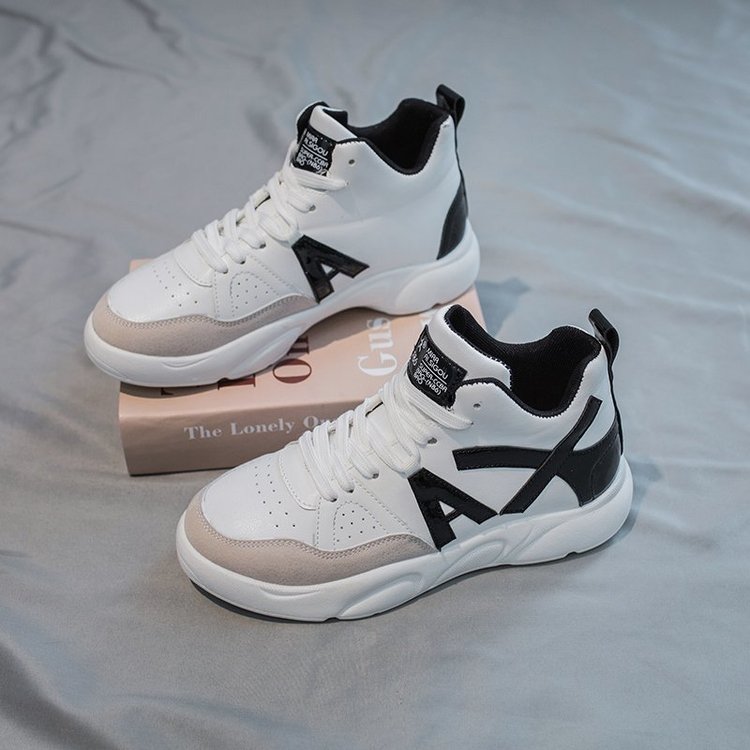 Stijl dames wandelschoenen fleece geïsoleerde witte hardloopschoenen dames sneakers hoge top warme damesschoenen: 1 / 7
