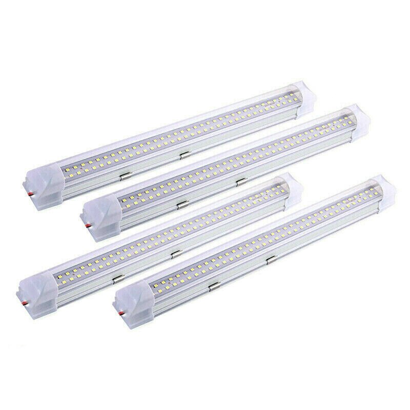 -4 stk bil interiør lys stang 72 led 6500k hvid bånd lampe med tænd/sluk kontakt til lastbil campingvogn båd hjem