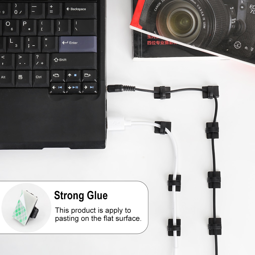 Ganchos adhesivos para cables del coche, 100/50/10 Uds., bobinador de cables, soporte de fijación de cables, organizador de escritorio de gestión, abrazaderas de brida de cables