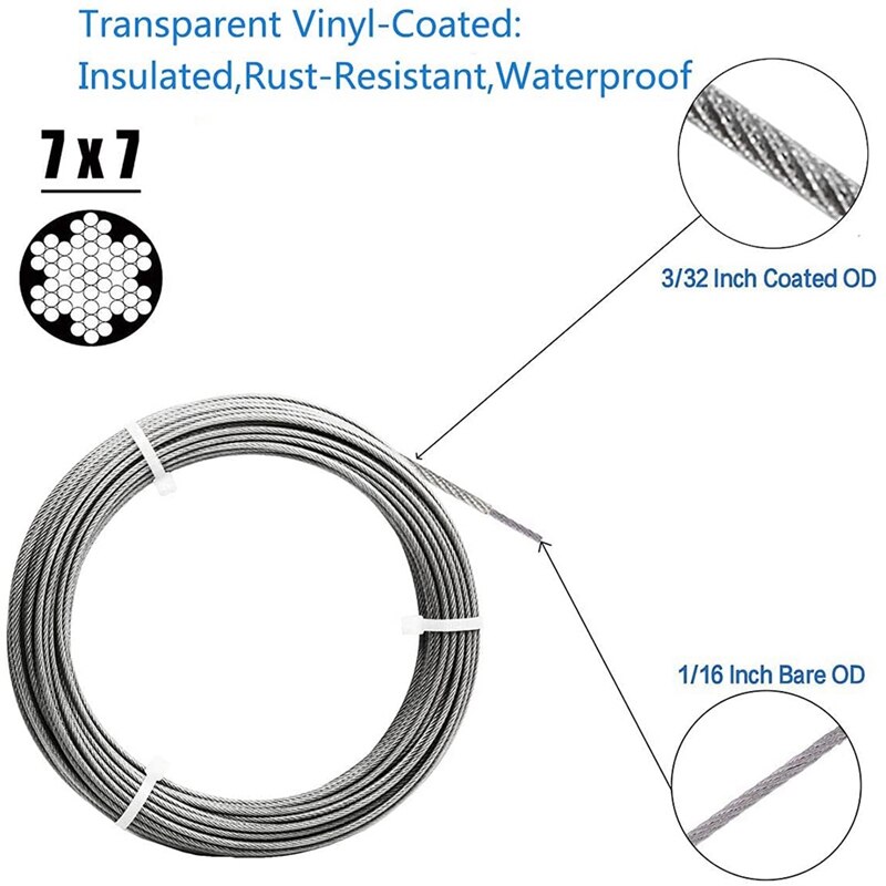304 Stainless Steel Wire Rope PVC Coated Cable Rope, Garden Wire Rope,Steel Cable Tensioning Wire,Wire Rope Tensioner
