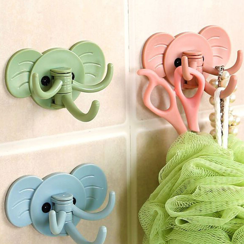 Elephant Nose 3 Hooks Useful Storage Wall Hanger Self Adhesive Hooks Door Sticky Hanger Home Office Bathroom Supplies