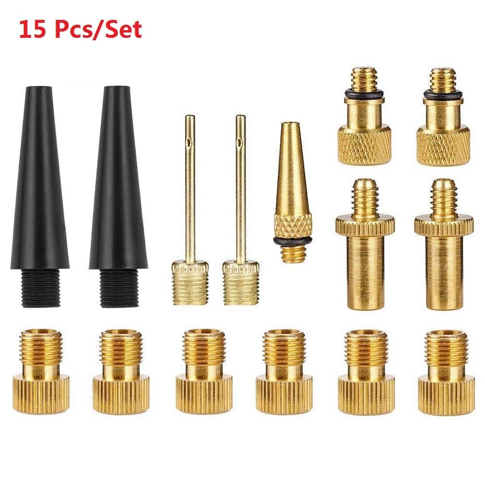 Fiets Valve Adapter Set Sv Av Dv Fiets Pomp Naalden Adapter Fiets Tire Inflator Luchtpomp Compressor Fiets Valve Converter: 15pcs set