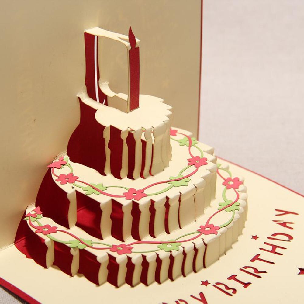 3D Pop-Up Cards Birthday Card for Girl Kids Wife Husband Birthday Cake Greeting Card Postcards Card Envelope Stickers