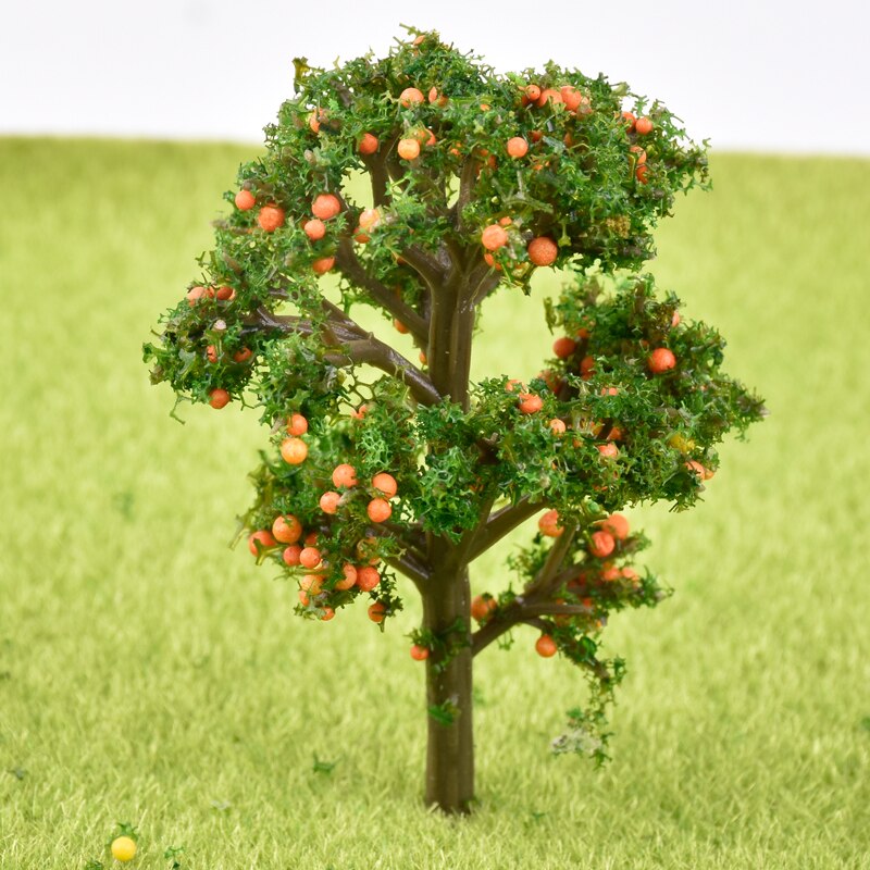 10x Plastic Red Fruit Model Trees – 110mm Scale Model Scenery For Railway, Diorama