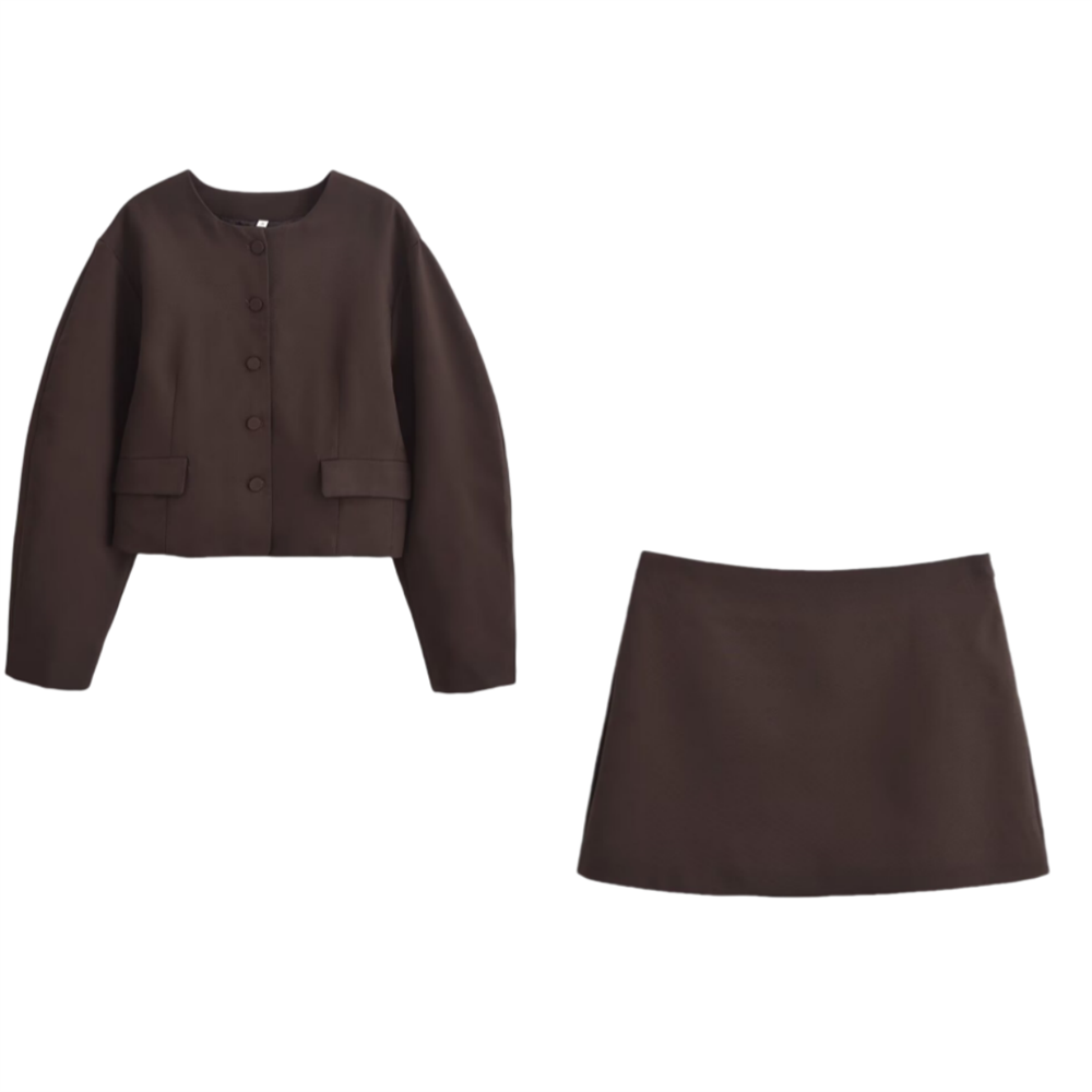 BM & MD & ZA2024-Vêtements amples pour femmes, version ballon, veste en forme, costume jupe, polyvalent, automne et hiver,: XS / Black