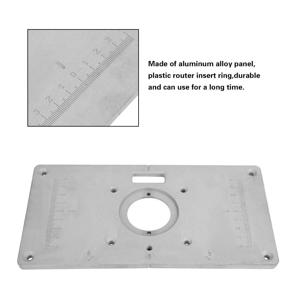 235 x 120 x 8mm aluminium træbearbejdning diy router bordindsatsplade med 4 ringskruer til træbearbejdning fræsebordspladebænke