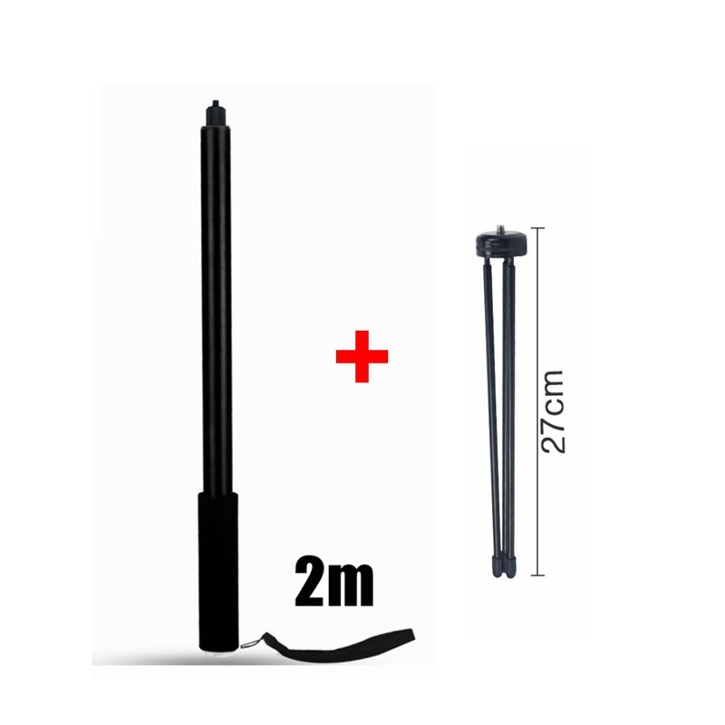 2m handheld telescópico pólo monopé + grande tripé estável para insta360 um rs r um x2 x panorâmica selfie vara 360 acessórios: B Package
