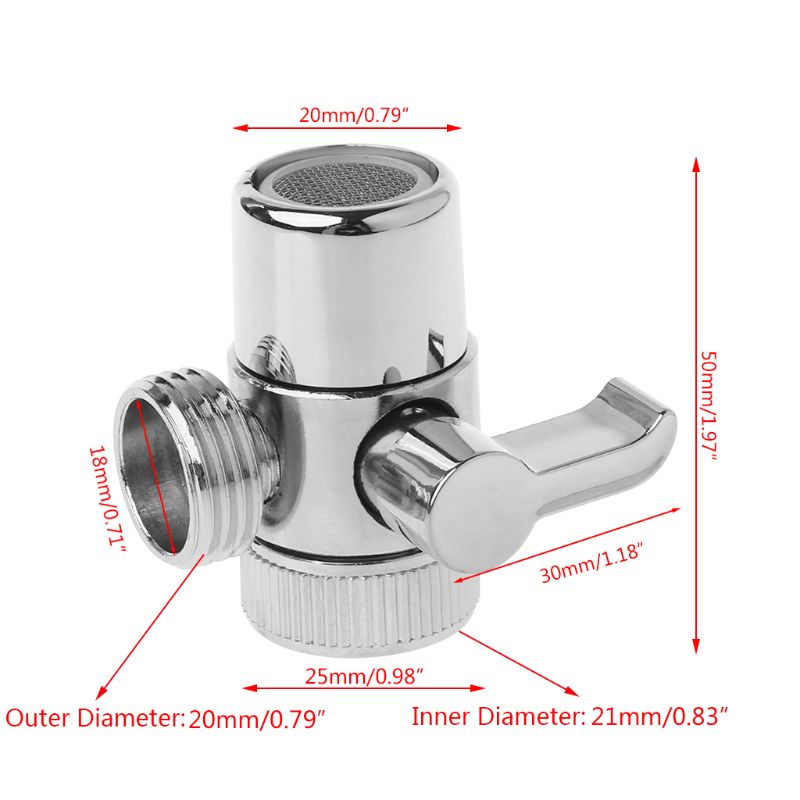 Brass 3-way Diverter Valve Faucet Connector Adapter Three Head Function Switch