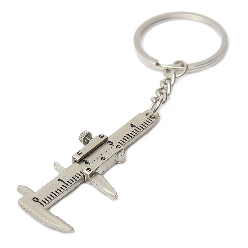 Silver Simulation Vernier Caliper Model Ruler Slide Keychain: Default Title