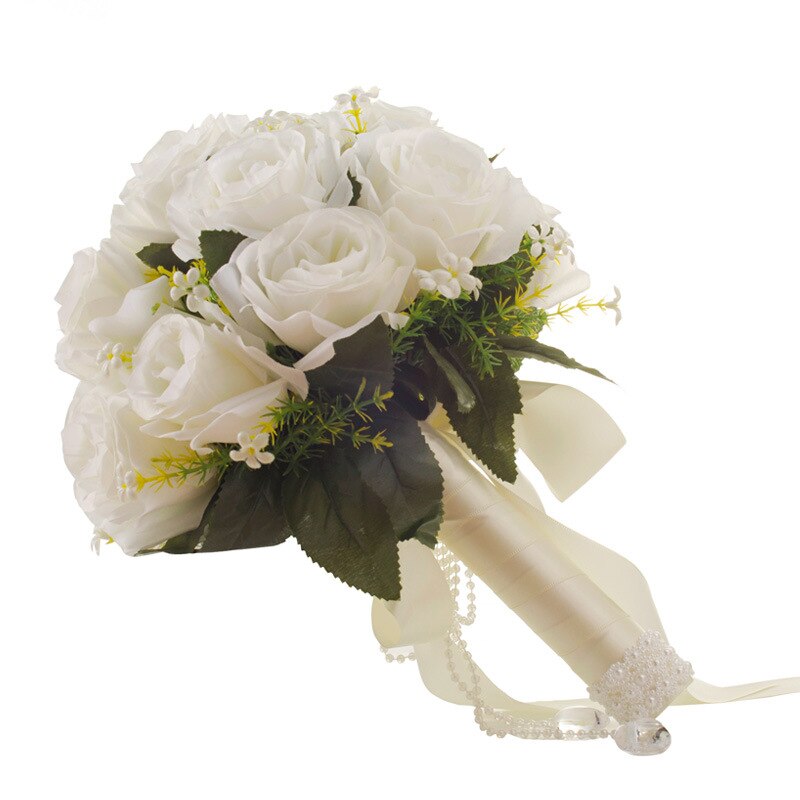 weiße Rose Hochzeit Blumen Braut Sträuße Handgemachte Künstliche Blume buque casamento Braut Bouquet für Hochzeit Dekoration