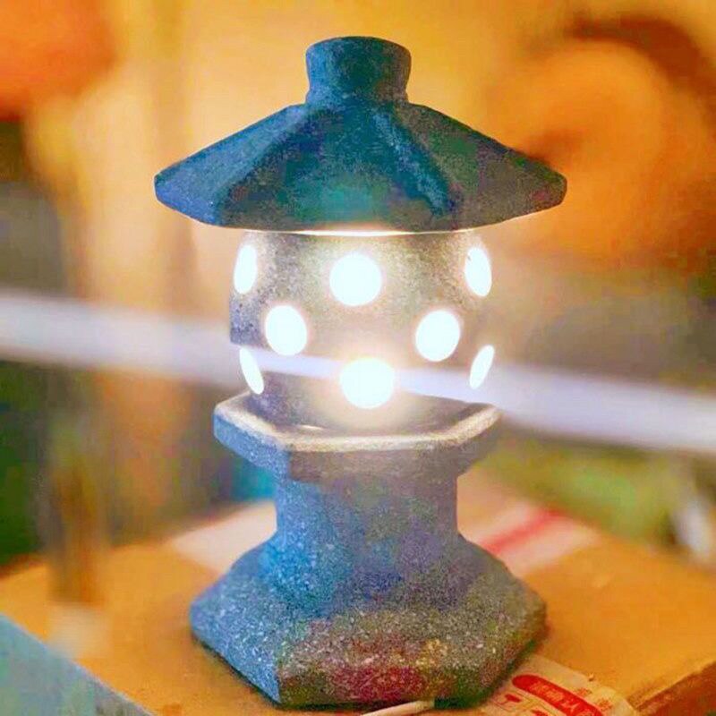 Dekorationsprodukter gårdhave japansk keramik imiteret sten lampe ornamenter imitation marmor rød ler japansk havelanterne: F 21cm