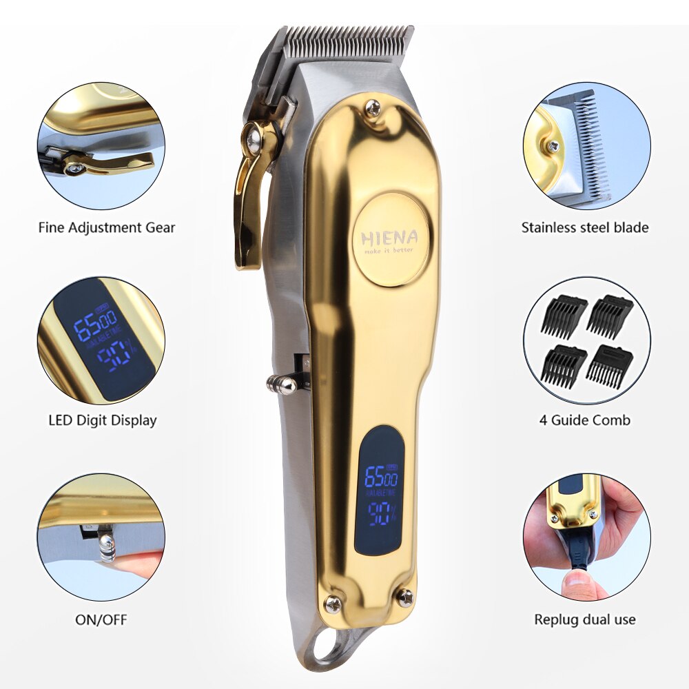 Tondeuse Set Elektrische Tondeuse Cordless Scheerapparaat Trimmer Mannen Kapper Haar Snijmachine Voor Mannen Oplaadbare Usb Gold