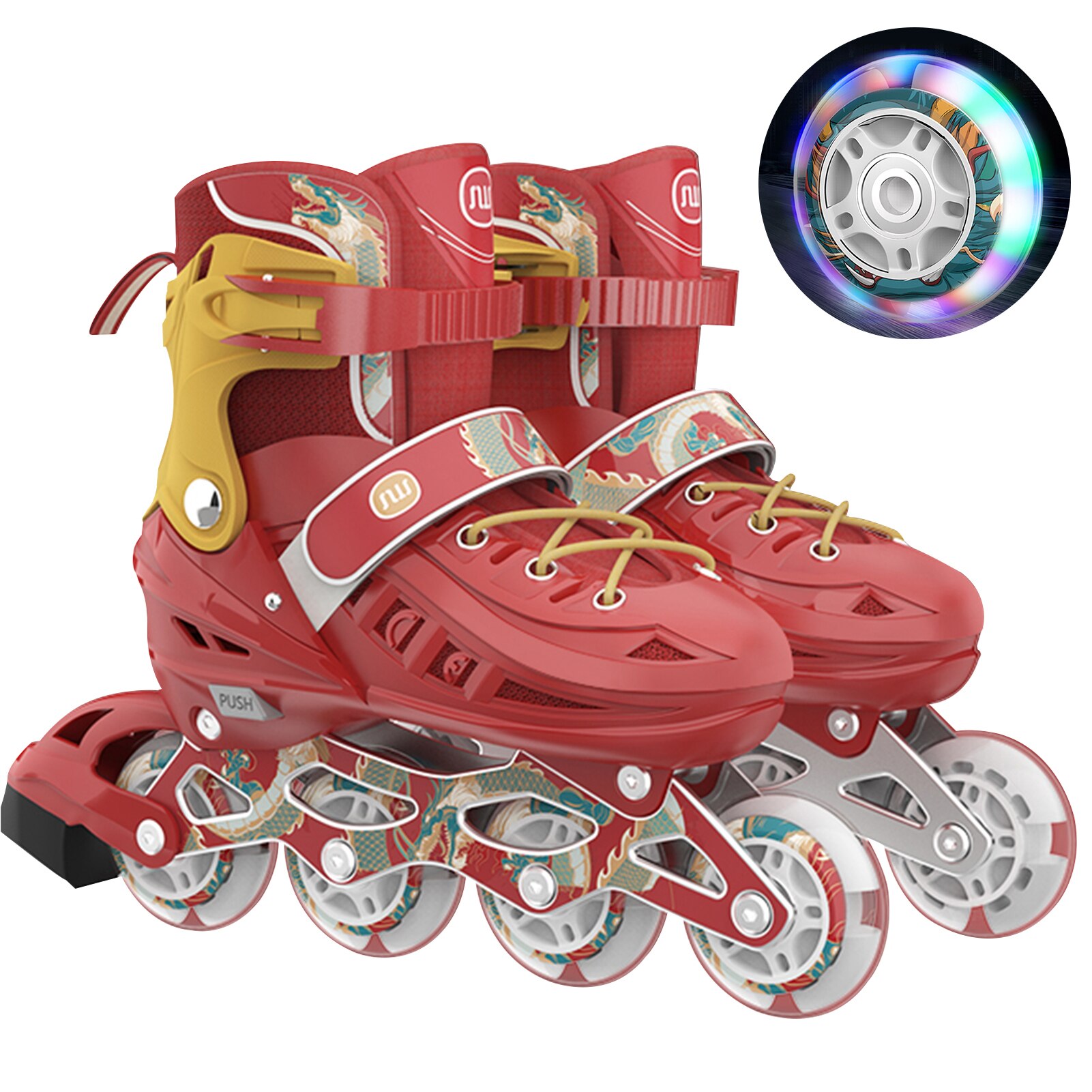 Inline Skates Outdoor Roller Skates Adjustable Rollerblades Illuminating Wheels Adult Tracer Adjustable 4 Rodas PU Glow Fitness