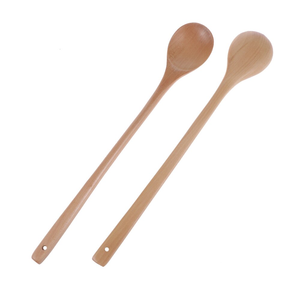 2pcs Long Handle Wooden Stirring Spoons Jam Spoon Kitchen Cooking Utensils: Default Title