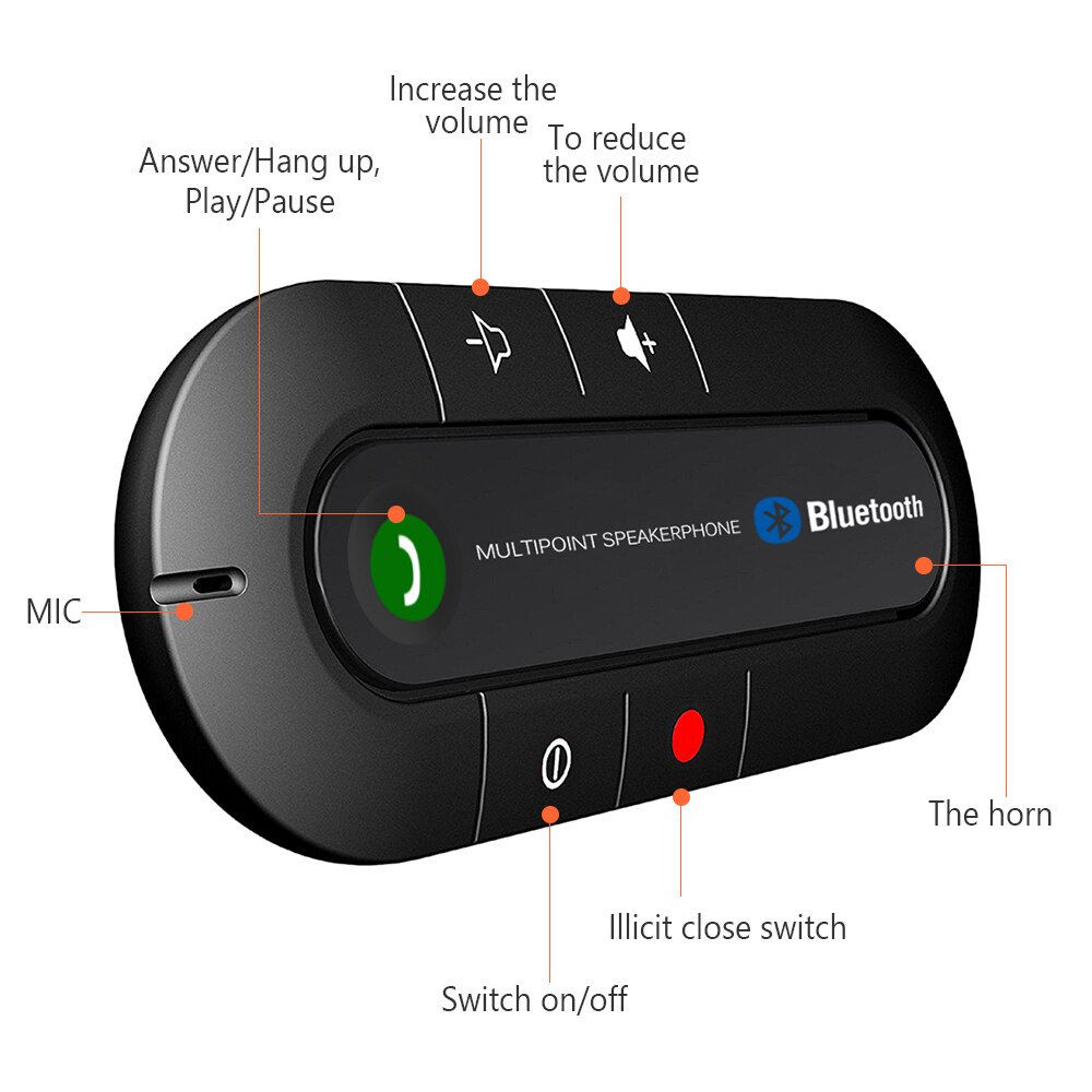 compact een beetje hardop Bluetooth Car Kit MP3 Muziekspeler Multipoint Luidspreker 4.2 EDR Draadloze  Handsfree voor Oortelefoon voor IPhone Android Telefoon #2 – Grandado