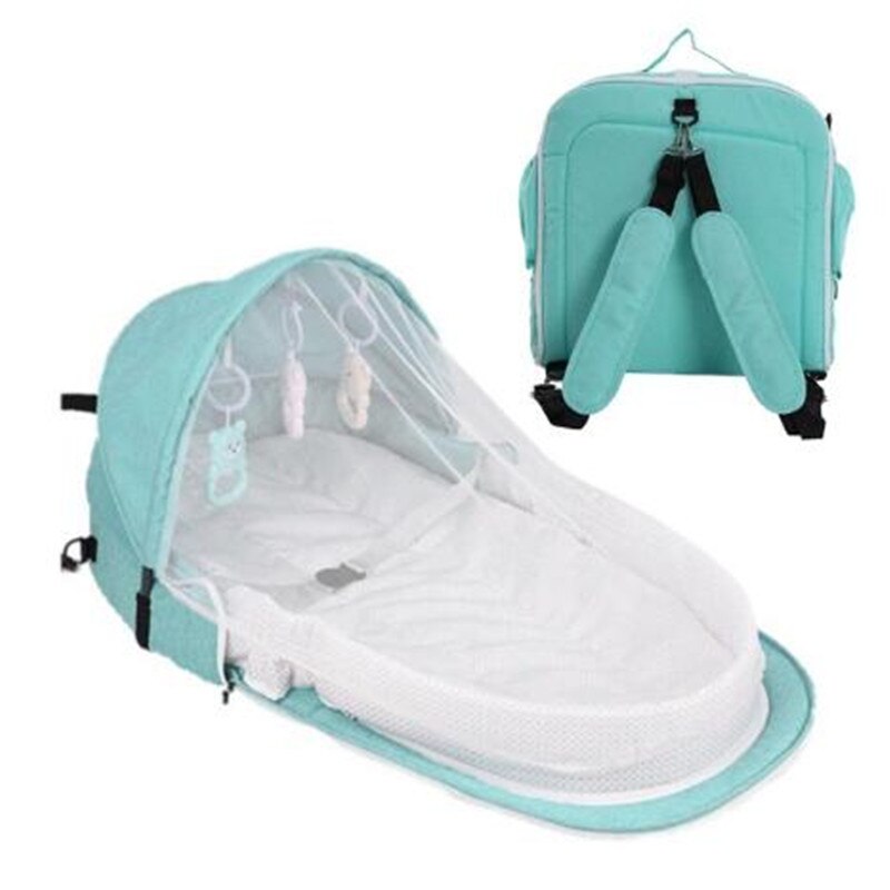 Berceau Portable pliable pour enfants, lit bébé, lit de voyage, avec moustiquaire, pour -nés: Green Backpack