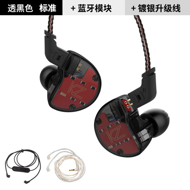 KZ ZS10 Earphones 4BA+1 DD Hybrid In Ear Headphone HIFI Bass Headset DJ Monitor Earphone Earbuds KZ ZS6 AS10 ZST ES4 ED16 BA10: black no mic 3 cable