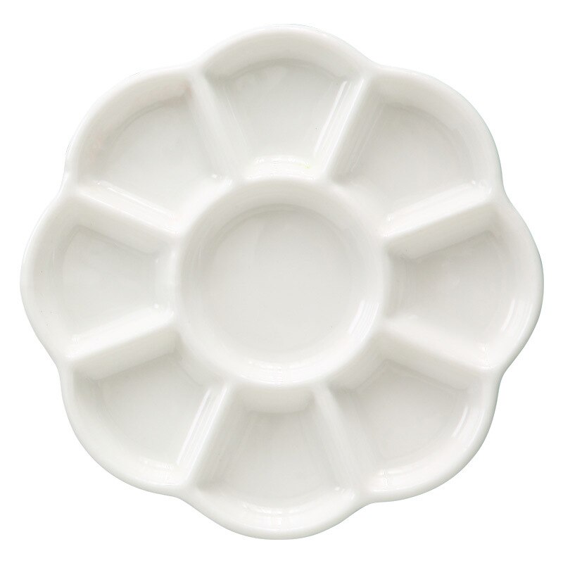 Paleta de cerámica para pintura de acuarela, materiales de arte de paleta de porcelana blanca, suministros profesionales de pintura de cerámica