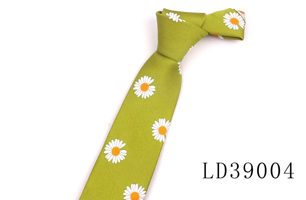 Blomster herre slips til mænd kvinder trykt chiffon slips slank hals slips tynde slips til bryllup daisy mønster hals slips: Ld39004
