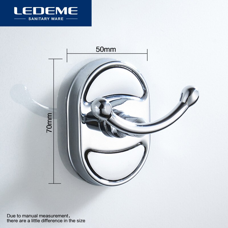 LEDEME Robe Hook Clothes Hook with Chrome Stainless steel Construction Finish Bathroom hook Bathroom Accessories L1905-2