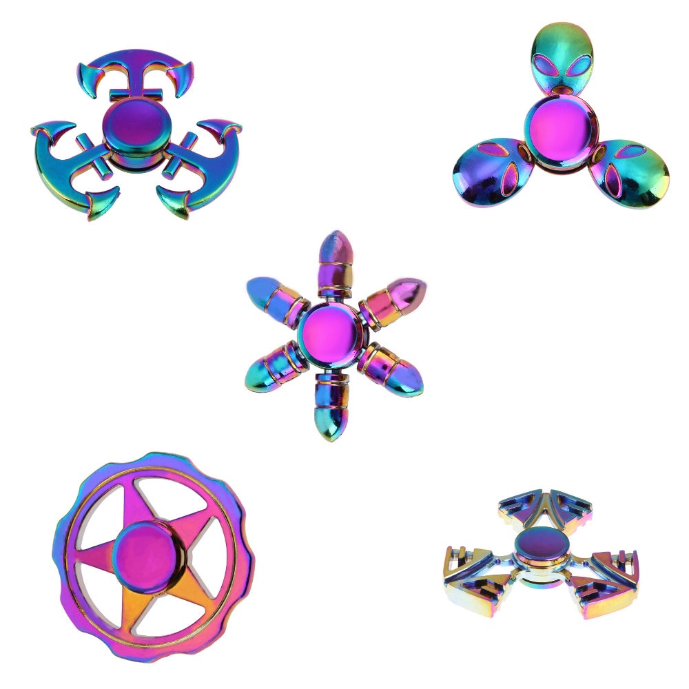 Kleurrijke Regenboog Fidget Spinner Spinner Metalen Hand Spinner Voor Autisme Rotatie Anti Stress Speelgoed Voor Kinderen