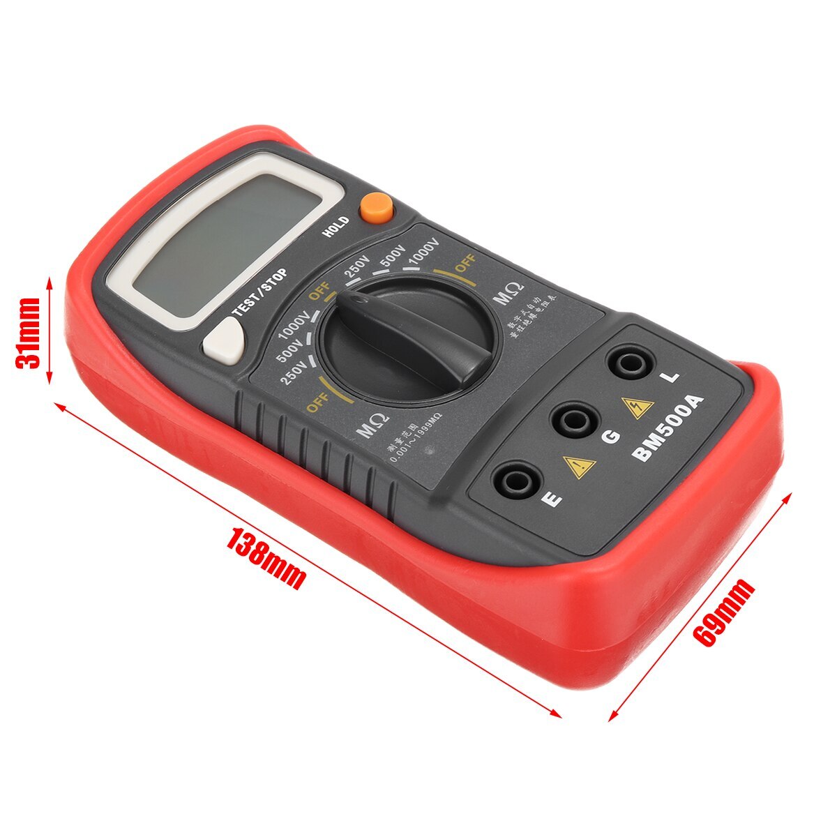 Resistance Tester BM500A 1000V Digital Insulation Meter Megohmmeter Megger Handheld Digital LCD Resistance Tester