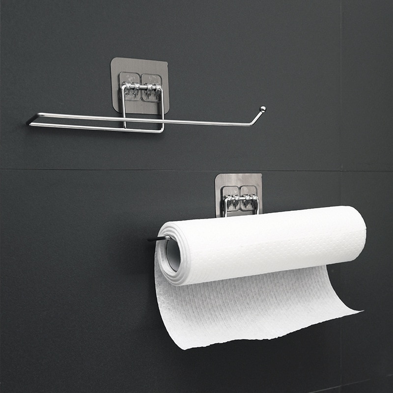 Kitchen Roll Holder Wall Mounted Tissue Paper Towel Roll Stand Dispenser Rack