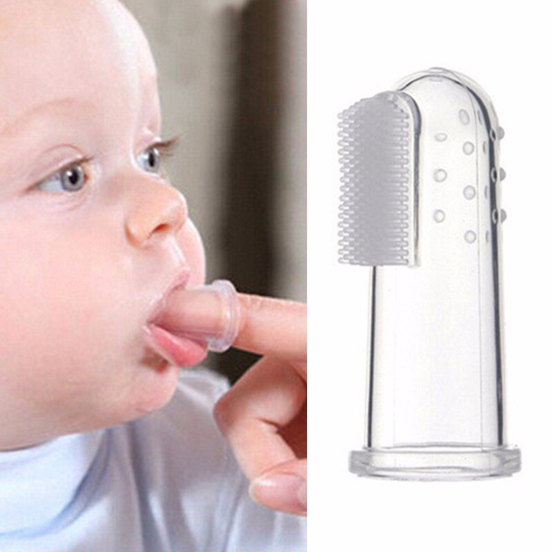2 sæt baby finger tandbørste blød silikone tandbørste + kasse børn tænder klar spædbarn tandbørste gummi rengøring baby børste