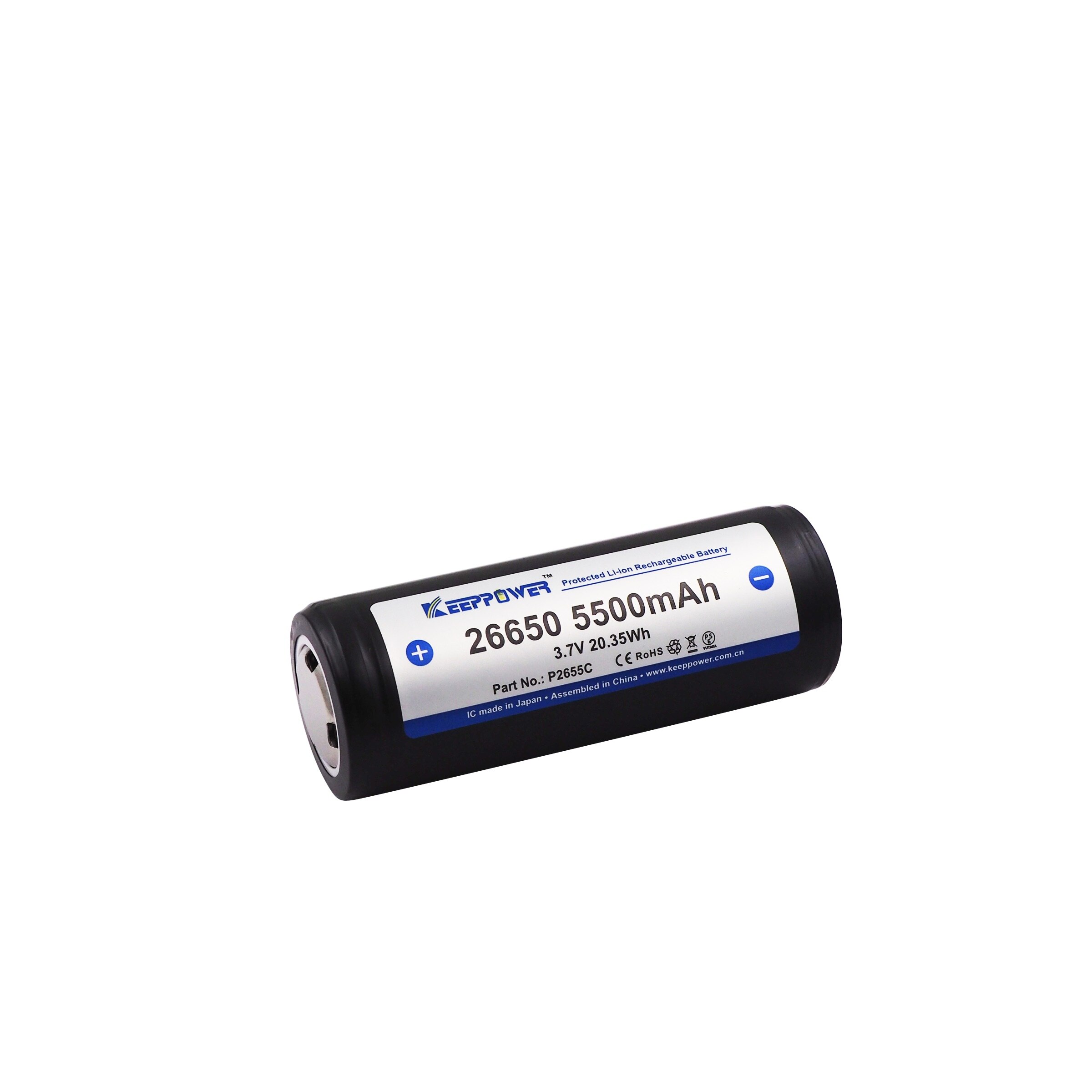 2 pièces KeepPower 26650 batterie 5500mAh li-ion protégé rechargeable 3.7V batterie P2655C directe d'origine batteria