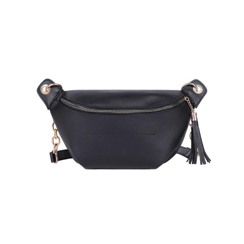 Women Fanny Waist Bag Tassel PU Leather Pouch Chest Crossbody Pack Waist Pack PU Leather Chest bag Belly Bag