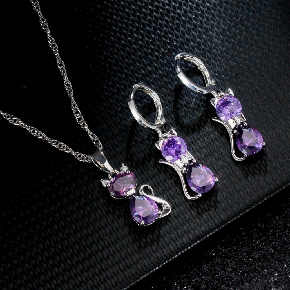 Ensemble de bijoux en zircone cubique pour femmes, boucles d'oreilles de mariage, collier pour Couple, d'anniversaire pour petite amie