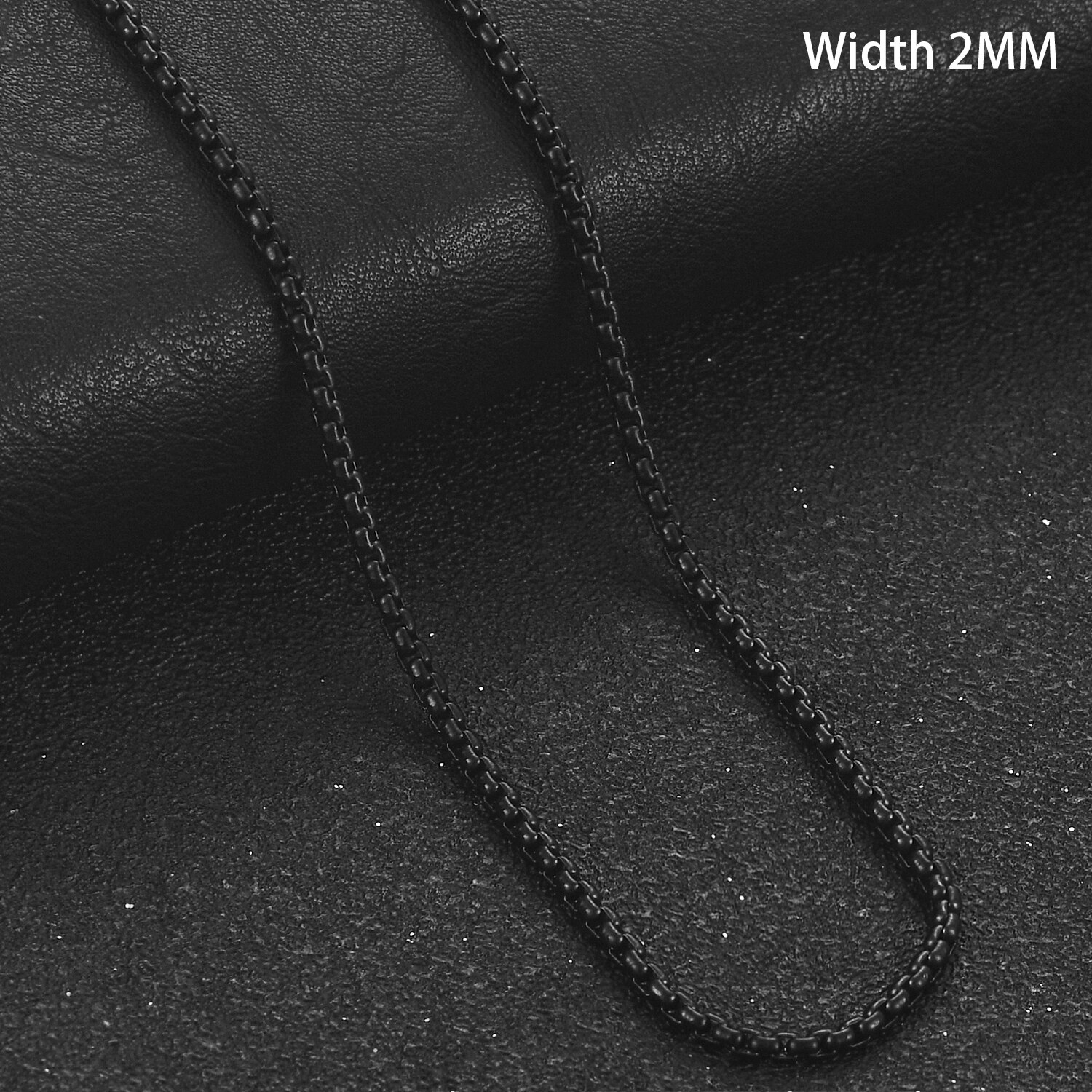 2/3/4/5mm Black Stainless Steel Chain Men's Box Chain Ladies Necklace Jewelry Bracelet: Black 2mm / 45cm  18inch