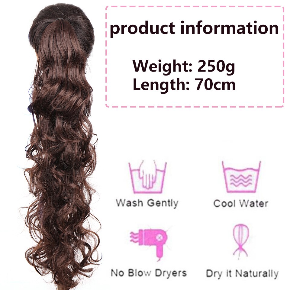 SEEANO Synthetic Claw Clip Ponytail Hair Extension Big Wave Ponytail Hair Extension Ladies Ponytail Wig Yellow Black Brown