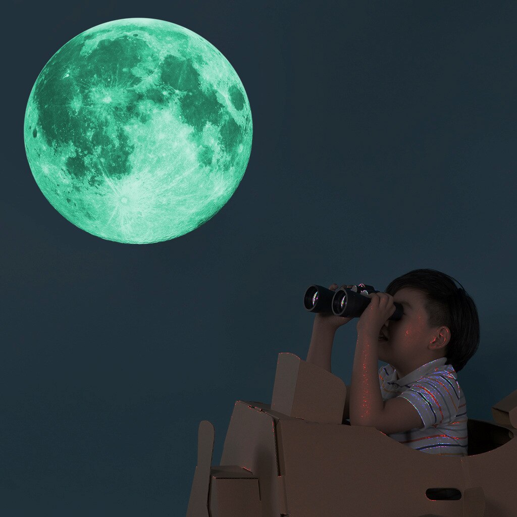 30Cm Lichtgevende Maan 3D Muur Sticker Voor Kinderen Slaapkamer Woonkamer Slaapkamer Woondecoratie Decals Glow In The Dark muurstickers