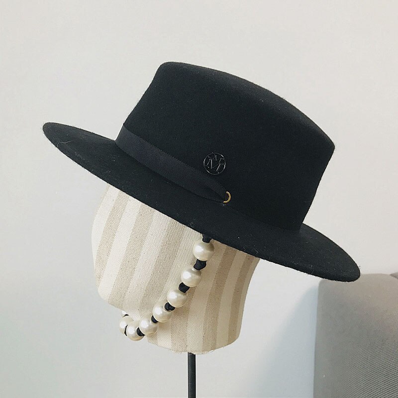 Fibonacci uld fedora hat kvinder retro uld filt hat europæisk punk flade top hatte kasket street vild trend sorte kasketter grå