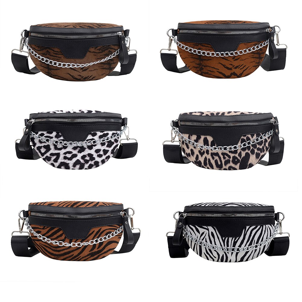 Bolsa de pecho de piel sintética con animales para mujer, bolsa de cinturón bandolera con cremallera, bolso de pecho clásico Vintage