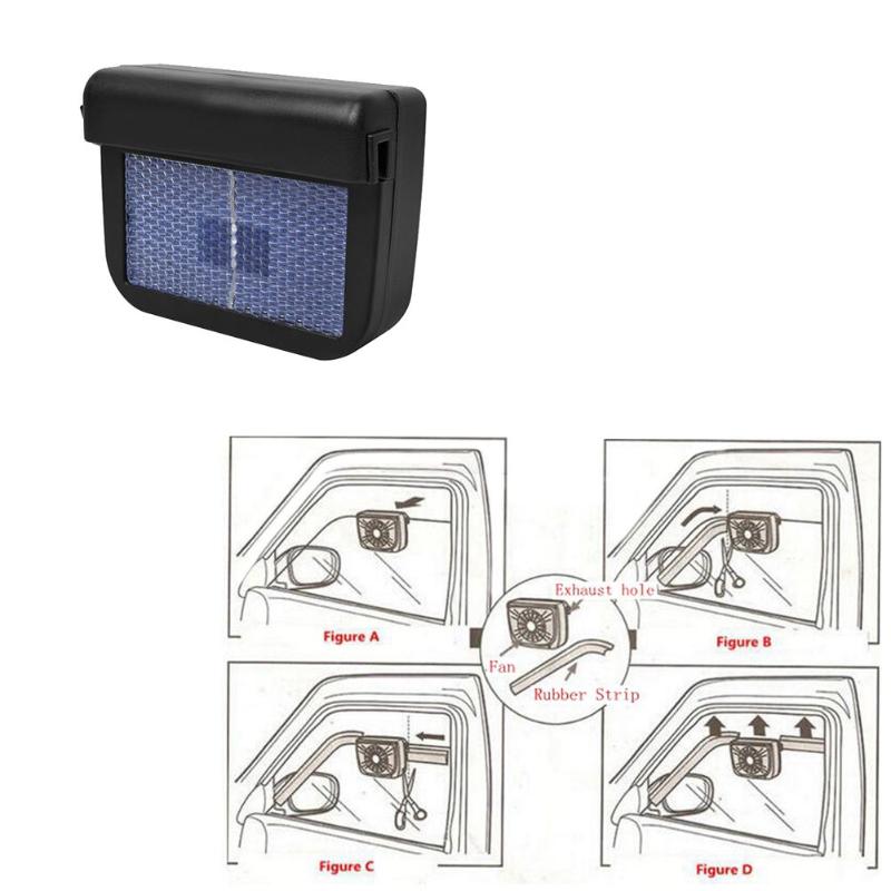 Universal Solar Powered Car Window Air Vent Cooling Fan Ventilation Cooler Radiator Black 3V 100mA Heating & Fans