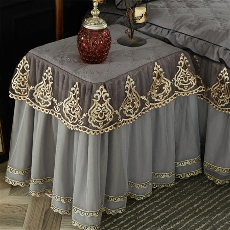 Thickend blonder bordklud euro stil alt inklusive bordskørt 50 x 60cm bordstøvbetræk sengelinnedekorativ bordklud: Gråblå