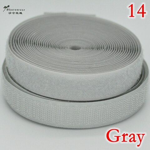 20mm 2 yards/lot kleurrijke zelfklevende klittenband naai-drukknoop naai-accessoires voor thuis kleding tas sh: 14 grijs