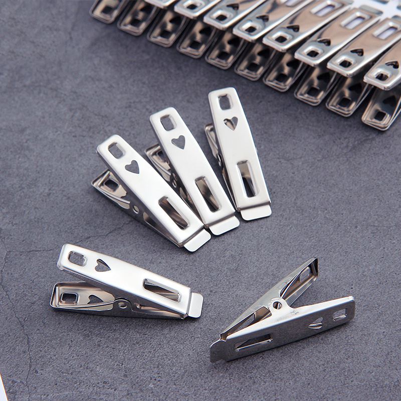 100Pcs Wasknijpers Rvs Clips Voor Jas Broek Wasgoed Drogen Hanger Rack Wassen Handdoek Houder Hanger