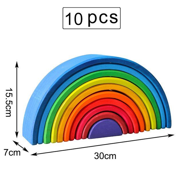 Kinderen Speelgoed Grote Rainbow Stacker Houten Speelgoed Voor Baby Regenboog Bouwstenen Montessori Educatief Speelgoed Kinderen: 10-Sunset color