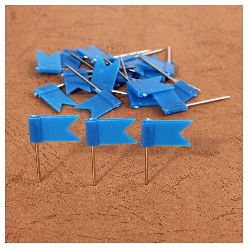 200 Flag Shape Map Pins Cork Notice Board Drawing Pins Push Pin Blue & Green