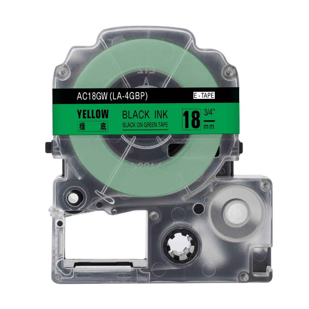 Fimax 1 pakke  ss18kw st18kw lc -5 tbn lc -5 wbn 18mm kompatibel til epson / king jim label maker cartridge label manager til lw -300: Sort på grøn